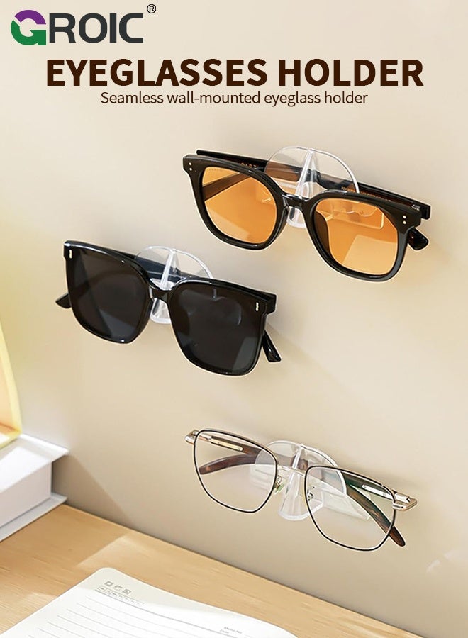 GROIC 6PCS Glasses Organizer, Clear Sunglass Display Sunglasses Rack, Glasses Holder Stand with Self Adhesive for Home Office and Store, Wall Mounted Glasses Holder for Hanging Your Multiple Eyeglasses - Image 2