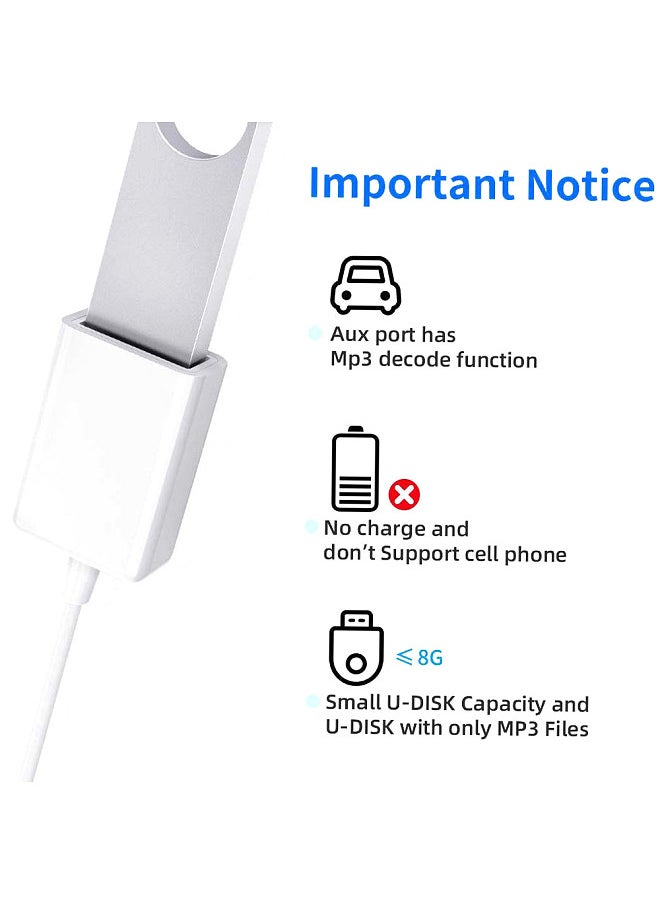 Generic USB Aux Audio Cable Adapter, 3.5mm Male Jack Plug to 2.0 Female Car Converter Cord, with OTG Cable Decode Function  - Image 3
