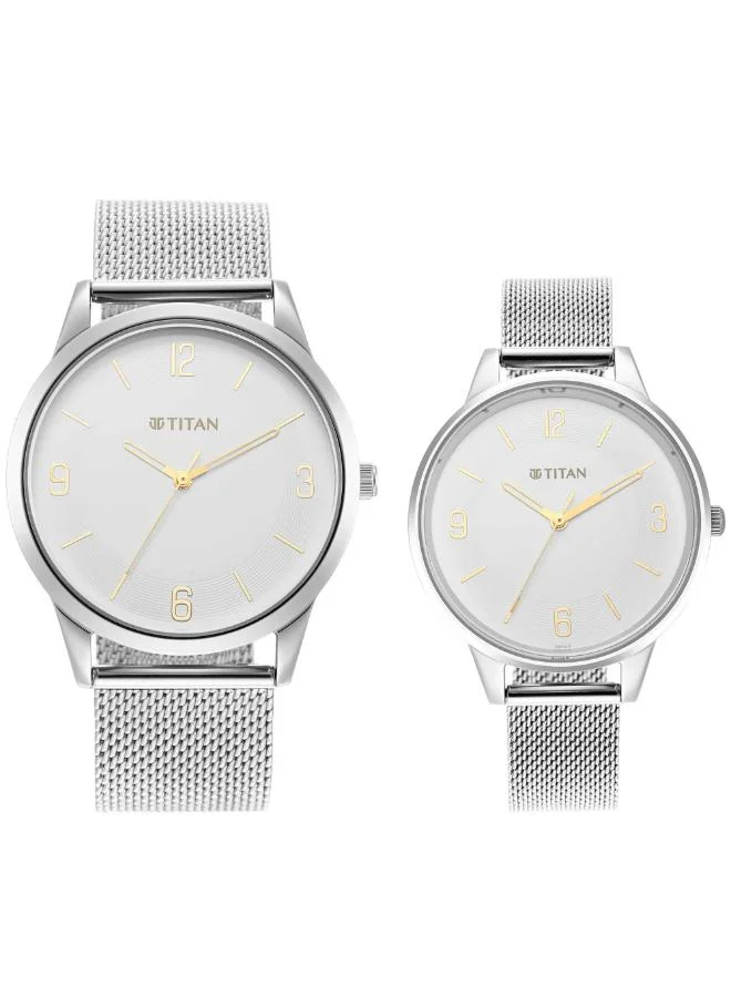 تيتان Unisex's Stainless Steel Analog Watch 18062648SM01 - 43 mm