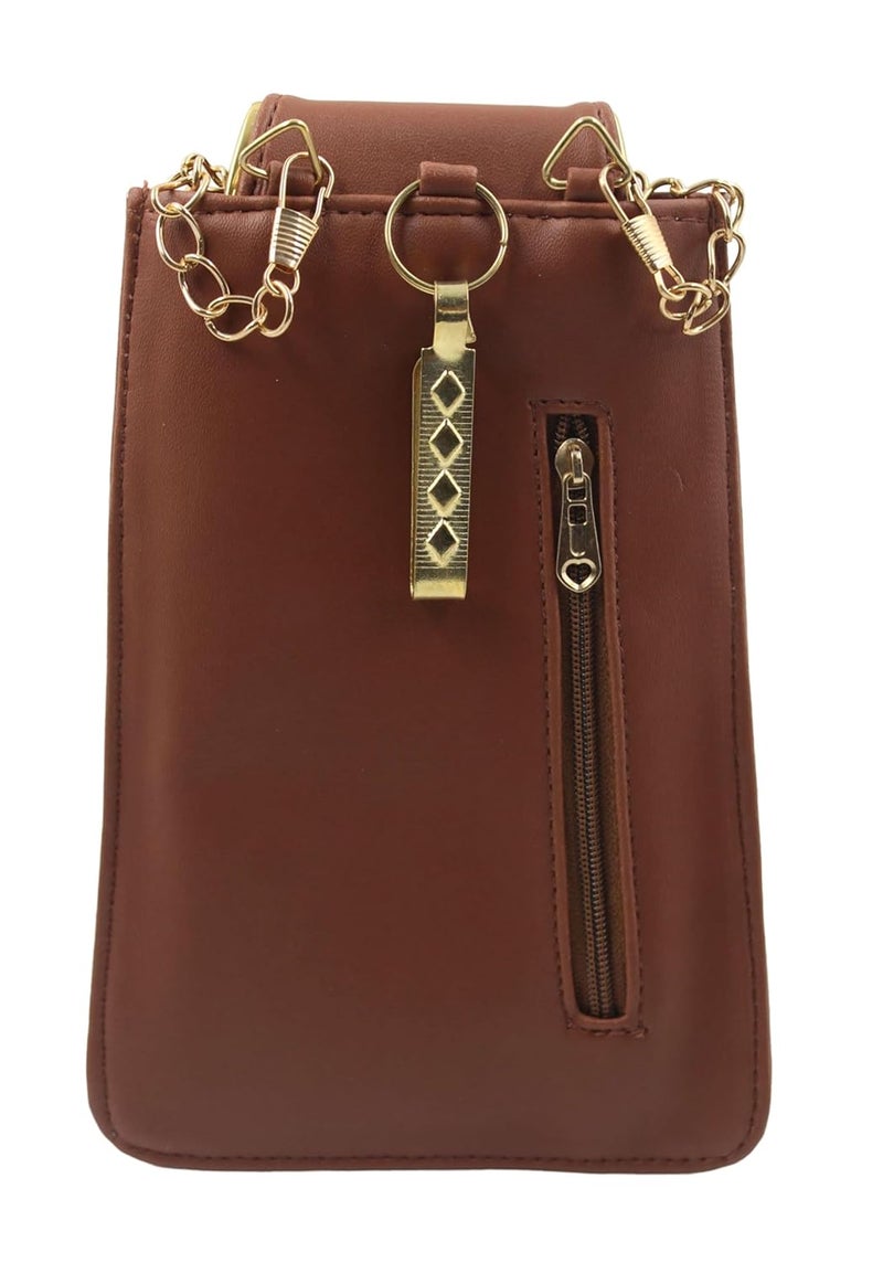 Tickles Vegan Leather Mobile Pouch with Waist Clip Saree Hook for Women & Girls (Color: Light Brown) (Suitable for Mobile Sizes: Below 6.5 Inches) - Image 2