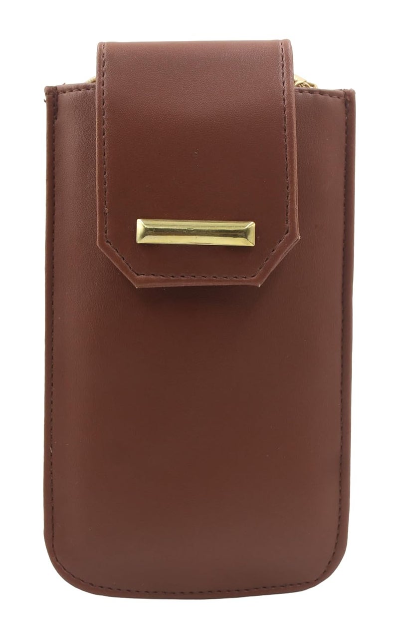Tickles Vegan Leather Mobile Pouch with Waist Clip Saree Hook for Women & Girls (Color: Light Brown) (Suitable for Mobile Sizes: Below 6.5 Inches) - Image 1