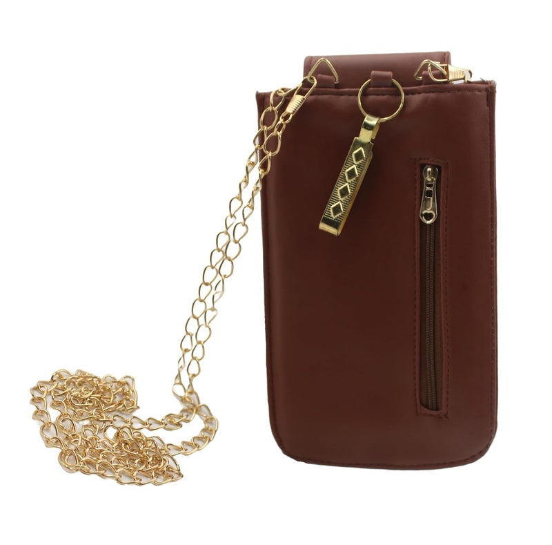 Tickles Vegan Leather Mobile Pouch with Waist Clip Saree Hook for Women & Girls (Color: Light Brown) (Suitable for Mobile Sizes: Below 6.5 Inches) - Image 4