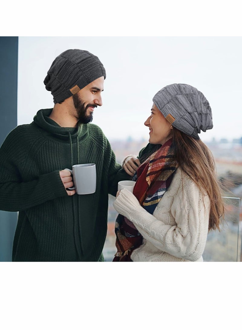 SYOSI 2 Pack Slouchy Beanie Winter Hats for Men and Women, Thick Warm Oversized Knit Cap - Image 2