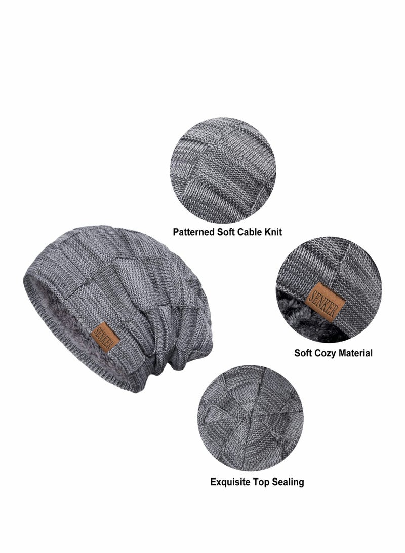 SYOSI 2 Pack Slouchy Beanie Winter Hats for Men and Women, Thick Warm Oversized Knit Cap - Image 3