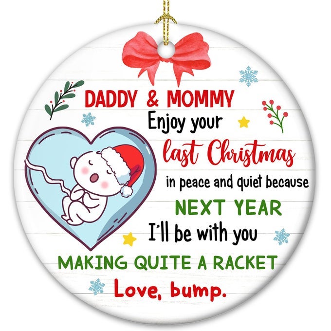 NEW PARENTS CHRISTMAS ORNAMENT 2025 FIRST TIME DAD MOM GIFTS EXPECTING BABY PREGNANCY ANNOUNCEMENT BUMPS FIRST CHRISTMAS MERRY XMAS MOMMY AND DADDY PREGNANT ORNAMENT DECORATION 2025