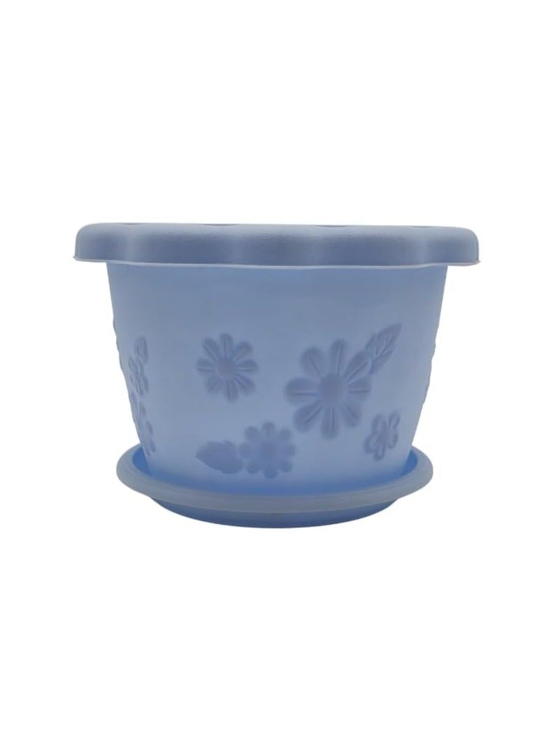 Generic FG ZAIN Round Plastic Planters for Indoor Outdoor Plants, Pack of 5, Color- Light Blue, Flower Pots with Drainage Holes – Lightweight Garden Containers for Herbs, Succulents  - Image 3