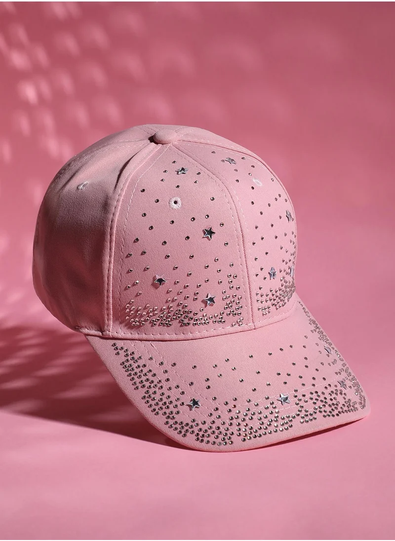 Haute Sauce Rhinestone Galaxy Baseball Cap - Baby Pink