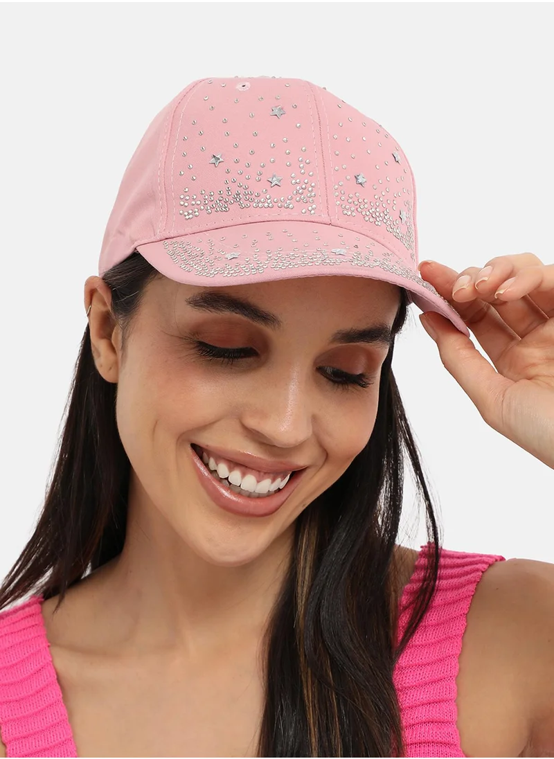 Haute Sauce Rhinestone Galaxy Baseball Cap - Baby Pink