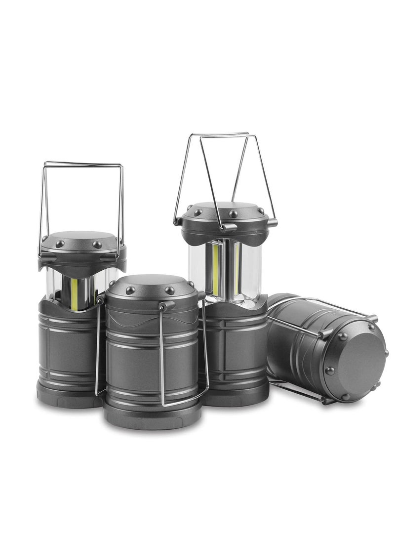 العربية: 4 مصابيح LED فضية للتخييم - إضاءة خارجية قابلة للتعديل مع خطاف | مقاومة للماء، أوضاع إضاءة متعددة - Image 1