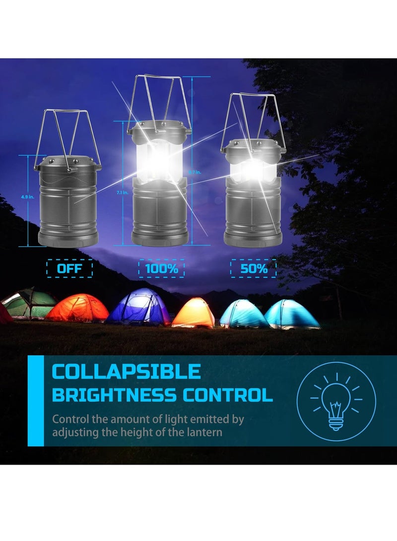 العربية: 4 مصابيح LED فضية للتخييم - إضاءة خارجية قابلة للتعديل مع خطاف | مقاومة للماء، أوضاع إضاءة متعددة - Image 4