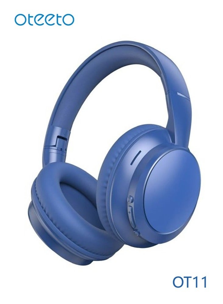 أوتيتو OT11 Wireless Headband Headset – Foldable Over-Ear Bluetooth Headphones with Clear Sound Quality, Deep Bass, Long Battery Life, Multi-Functional Button Control & Comfortable Fit – Blue - Image 2