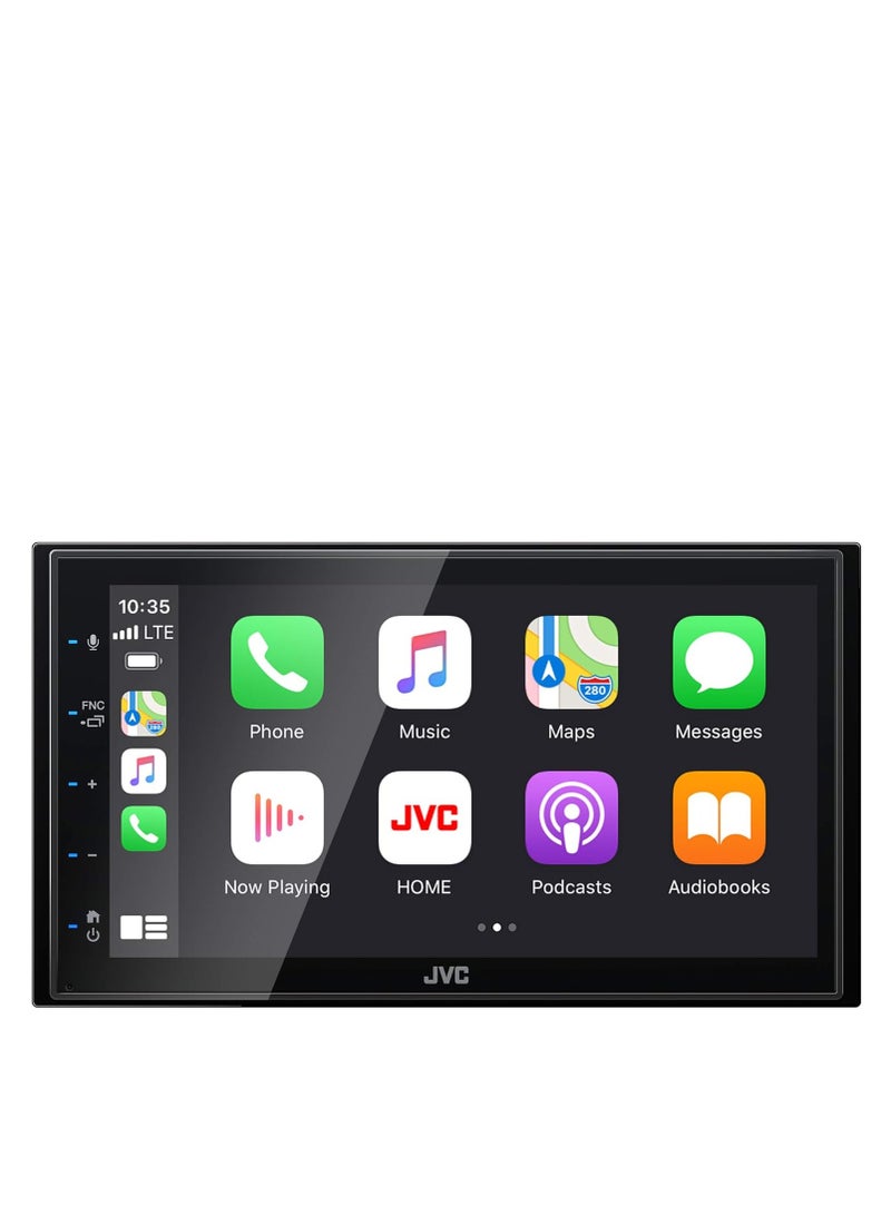 جي في سي ستيريو سيارة JVC KW-M560BT، مقاس 6.8 بوصة، ثنائي الدين، يدعم بلوتوث، يدعم Apple CarPlay وAndroid Auto، مع إمكانية الاتصال بدون استخدام اليدين، وصوت عالي الجودة، وتكامل مع الهواتف الذكية - Image 1