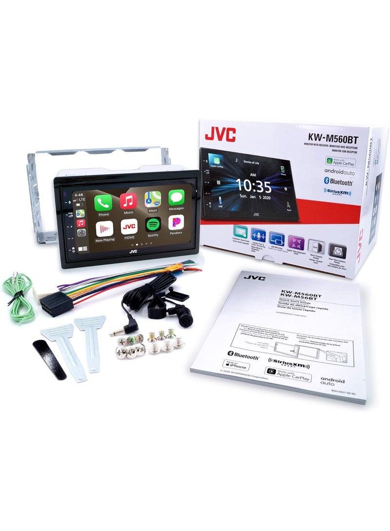 جي في سي ستيريو سيارة JVC KW-M560BT، مقاس 6.8 بوصة، ثنائي الدين، يدعم بلوتوث، يدعم Apple CarPlay وAndroid Auto، مع إمكانية الاتصال بدون استخدام اليدين، وصوت عالي الجودة، وتكامل مع الهواتف الذكية - Image 3