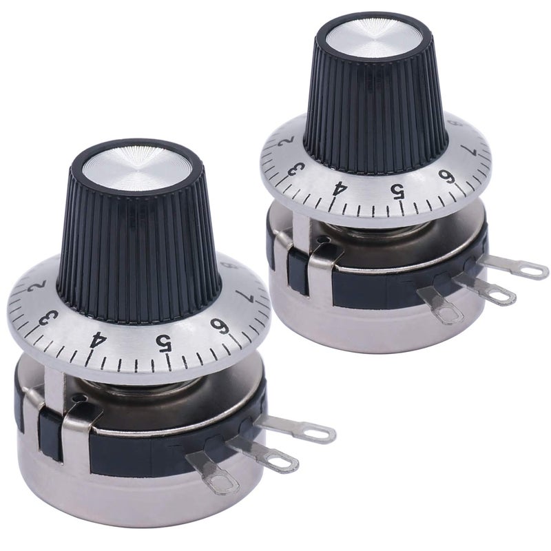 TWTADE / 2pcs Single Turn Rotary Carbon Linear Variable Potentiometer + 2pcs Knob WTH118-2W 2.2K Ohm - Image 1