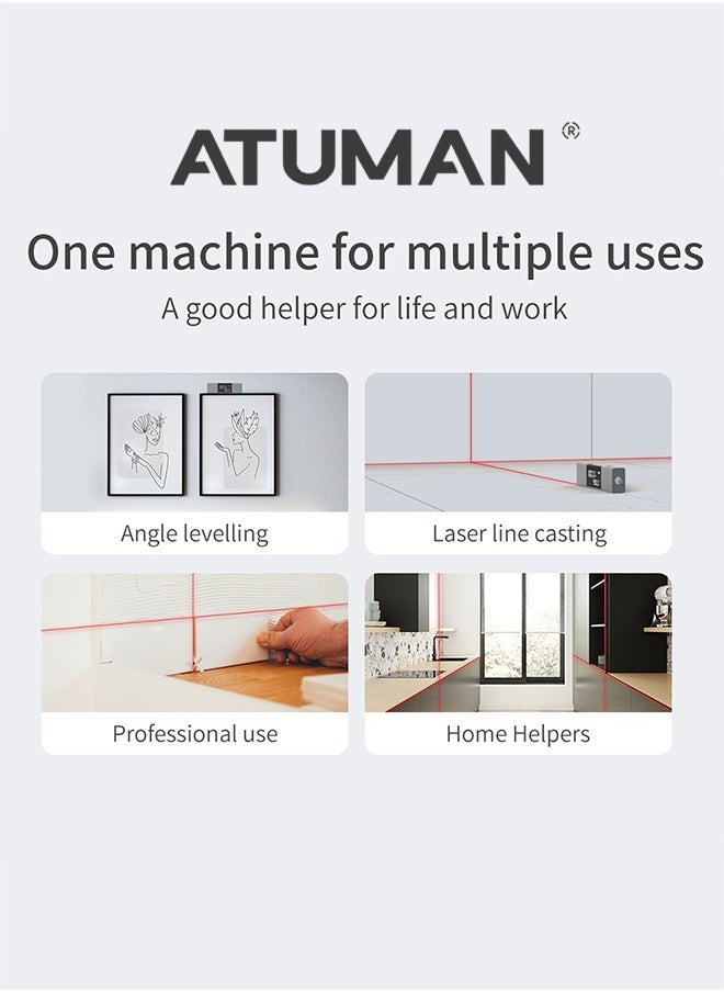 أتومن - مقياس الزوايا الرقمي ATuMan LI1 ثنائي الليزر 4 * 90° مقياس ميل رقمي وجهاز تحديد الزوايا الدقيق مع شاشة LCD لأعمال النشر/الديكور/النجارة. - Image 1
