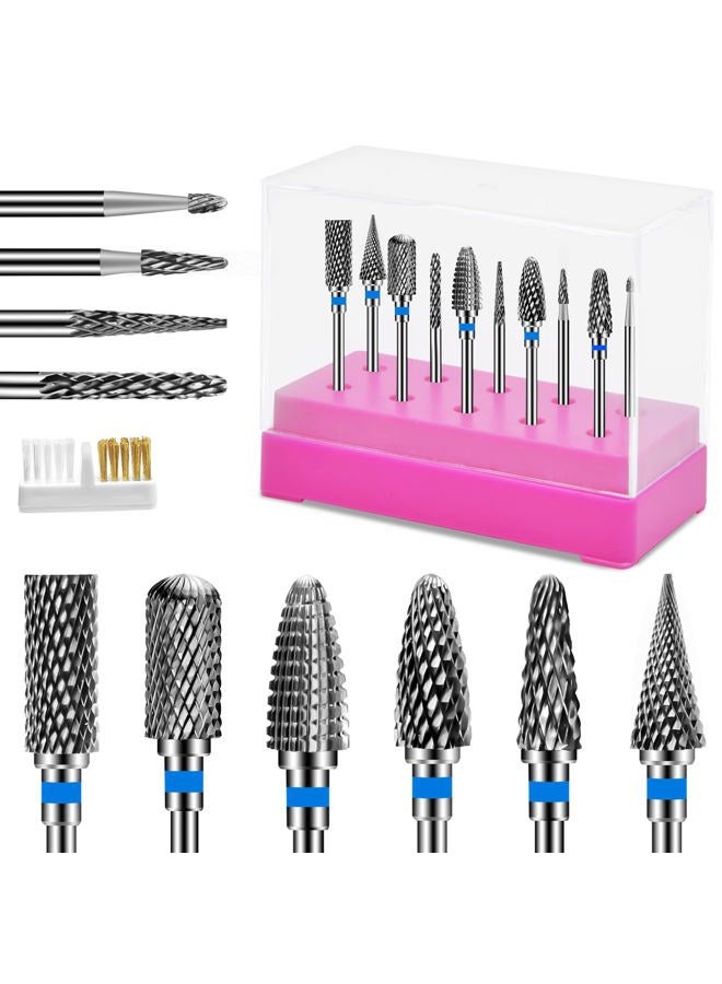 CGBE Nail Drill Bits Set: 10PCS Tungsten Carbide Nail Drill Bits for Acrylic Nails, 3/32'' Shank Professional Nail Bits for Nail Drill Cuticle Drill Bit for Home Salon Nail Enthusiasts Manicurist - Image 1