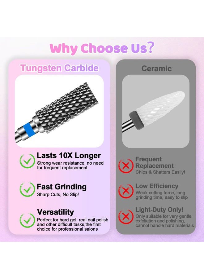 CGBE Nail Drill Bits Set: 10PCS Tungsten Carbide Nail Drill Bits for Acrylic Nails, 3/32'' Shank Professional Nail Bits for Nail Drill Cuticle Drill Bit for Home Salon Nail Enthusiasts Manicurist - Image 5