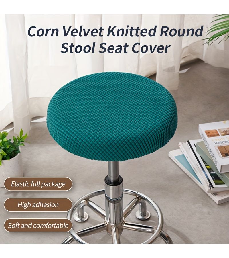 2pcs Coffee Brown Round Stool Covers Removable Washable Bar Chair Slipcovers - Image 2