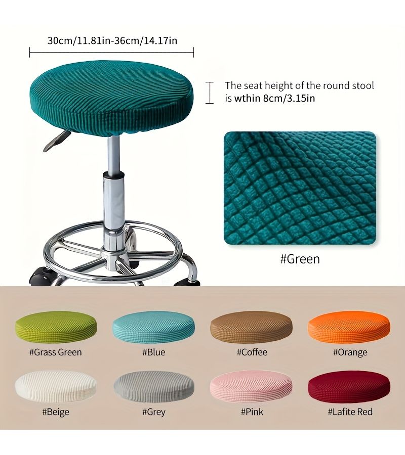 2pcs Coffee Brown Round Stool Covers Removable Washable Bar Chair Slipcovers - Image 3
