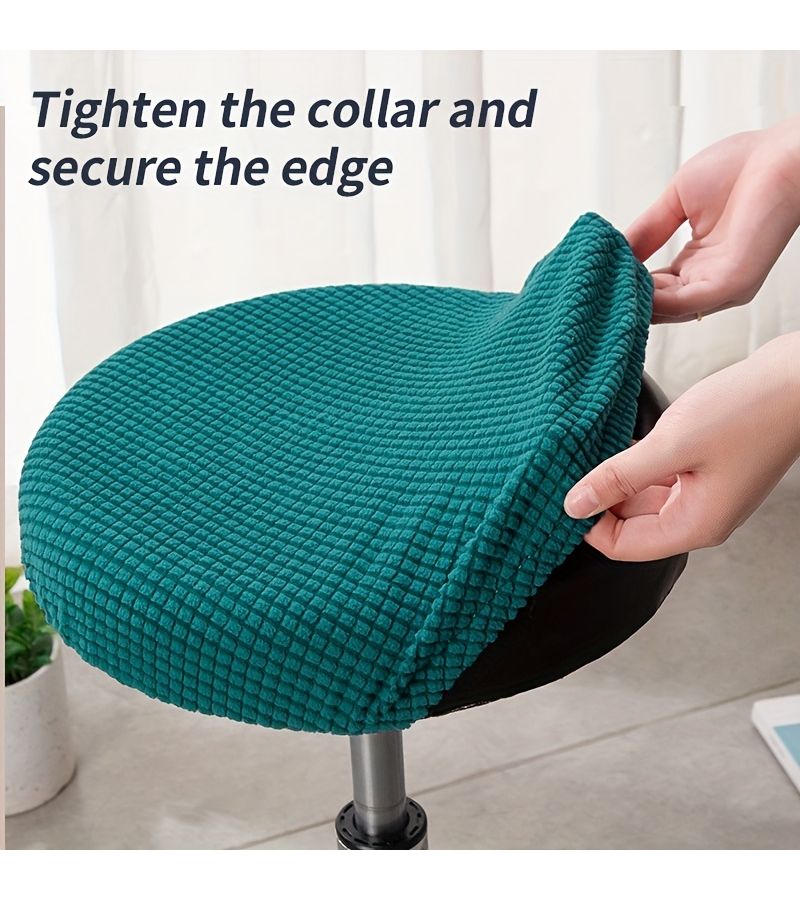 2pcs Coffee Brown Round Stool Covers Removable Washable Bar Chair Slipcovers - Image 4