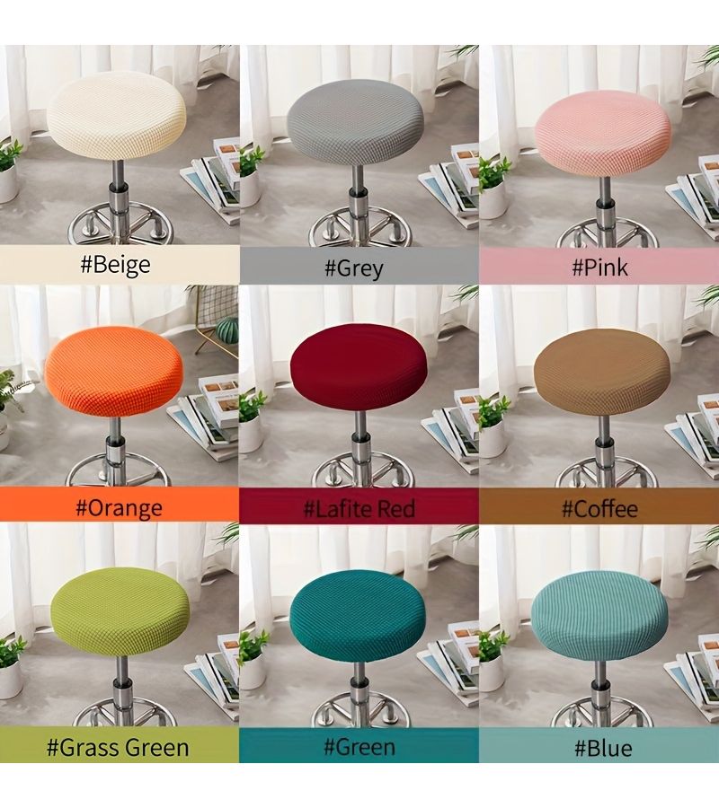 2pcs Coffee Brown Round Stool Covers Removable Washable Bar Chair Slipcovers - Image 1