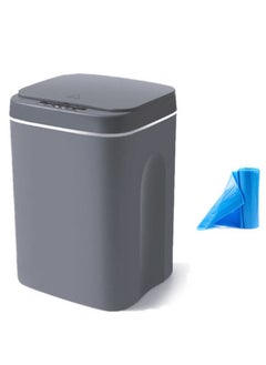 Generic Intelligent Trash Can Automatic Sensor Dustbin Battery Version 14L Smart Sensor Electric Waste Bin Home Trash Can for Kitchen Bathroom Garbage with 50 pieces trash bags (14L, Grey)  - Image 1