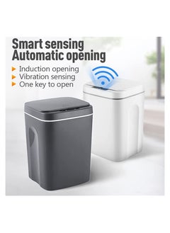 Generic Intelligent Trash Can Automatic Sensor Dustbin Battery Version 14L Smart Sensor Electric Waste Bin Home Trash Can for Kitchen Bathroom Garbage with 50 pieces trash bags (14L, Grey)  - Image 2