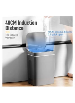 Generic Intelligent Trash Can Automatic Sensor Dustbin Battery Version 14L Smart Sensor Electric Waste Bin Home Trash Can for Kitchen Bathroom Garbage with 50 pieces trash bags (14L, Grey)  - Image 3