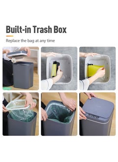 Generic Intelligent Trash Can Automatic Sensor Dustbin Battery Version 14L Smart Sensor Electric Waste Bin Home Trash Can for Kitchen Bathroom Garbage with 50 pieces trash bags (14L, Grey)  - Image 5