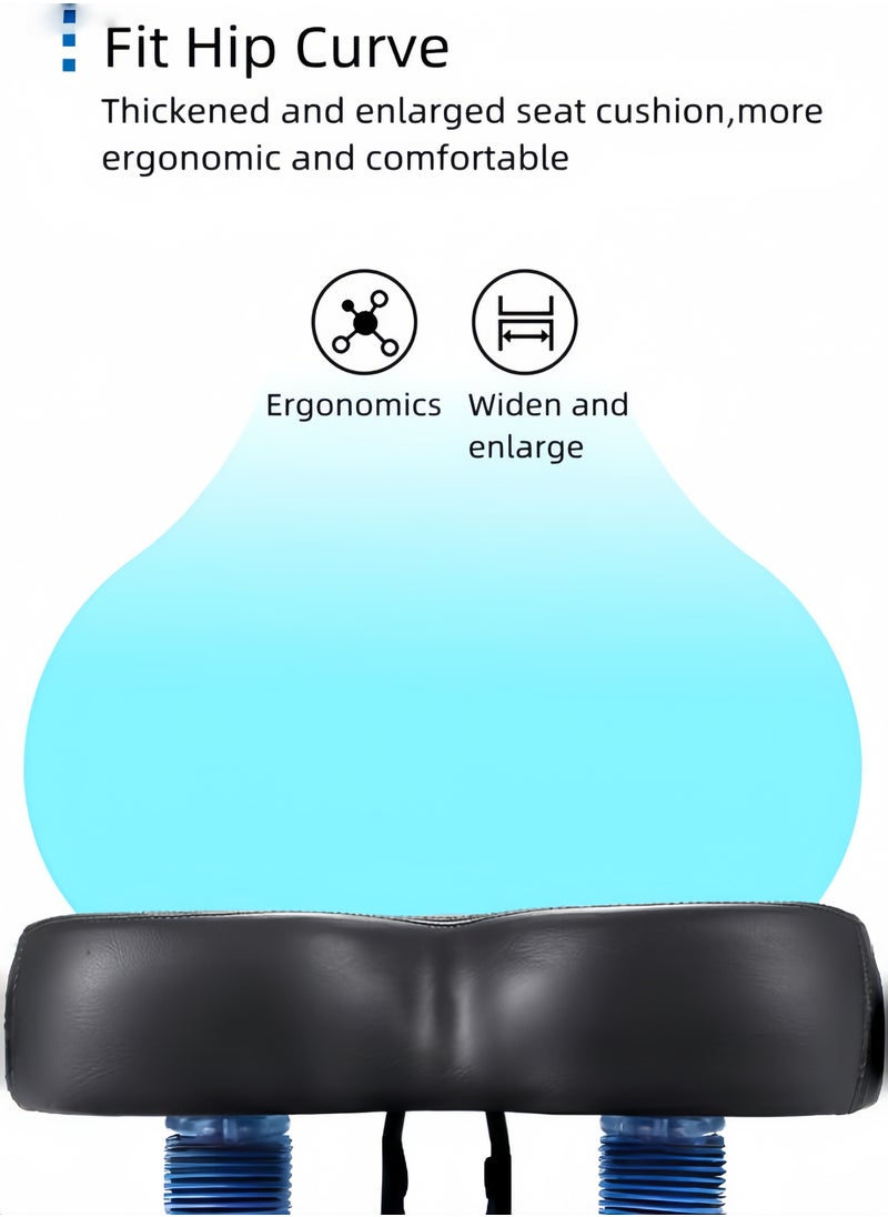 WEST BIKING Oversized Noseless Bike Seat Double Shock Absorption Bicycle Saddle Soft and Elastic Bicycle Seat for Bicycle,Electric Bicycle,Folding Bicycle, Black and Blue , 26*21*5.5 CM  - Image 4