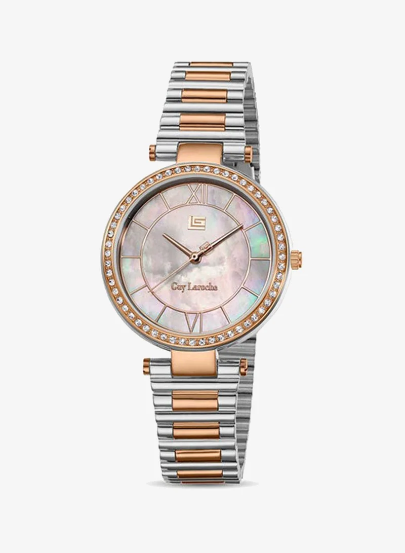 Guy Laroche Violette White Dial Stainless Steel Bracelet Analog Watch for Women, 34mm