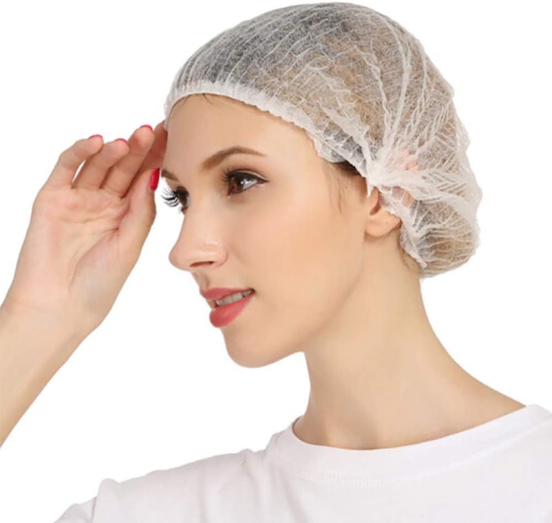 Starly Disposable Hair Net Bouffant Cap Spun-Bonded Polypropylene Non-Woven Head Cover Hat Elastic Latex Free for Pool Skimmer Filter Spray Salon Medical Home Baking Visitors(100Pk) (21", White) Elegant practical multi-option build - Image 1