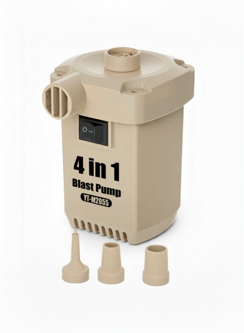 Rechargeable Electric Air Pump 260L/min – Portable Inflator & Deflator, Type-C Charging, 3 Nozzles for Air Mattress, Pool Floats & Camping