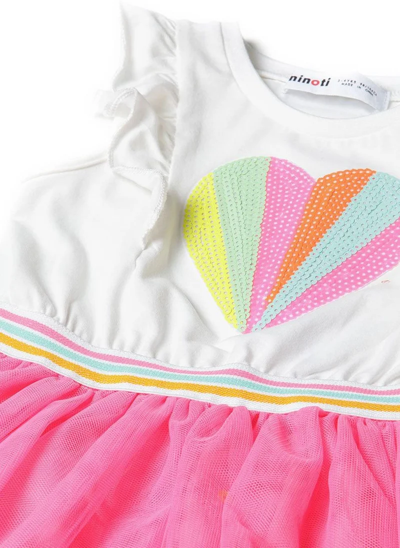 MINOTI Heart Graphic Tulle Dress
