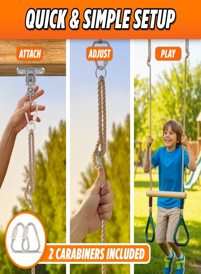Trailblaze Wooden Trapeze Swing Bar for Kids - 18" Adjustable Height Monkey Bars Rings Swingset Accessories - Ninja Warrior Obstacle Course for Kids - Jungle Gym Accessories Playground Attachments - Image 4