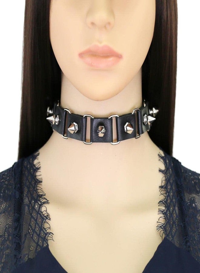 FM FM42 White PU Simulated Leather Rivets Spikes Square Ring Collar Choker Necklace and Bracelet Set - Image 5