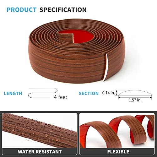 Art3d Self Adhesive Vinyl Floor Transition Strip,Laminate Floor Strip Floor Flat Divider Strip for Joining Floor Gaps, Carpet Threshold Transition, Floor Tiles (4 FT, 1.57in, Cherry) - Image 4