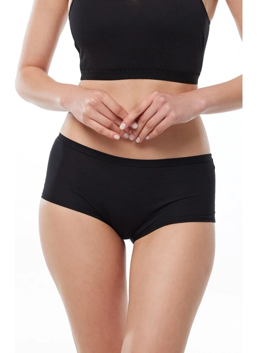 Malabadi Women's Black 6-Pack Wide-Edged Non-Trace Modal Panties 1906