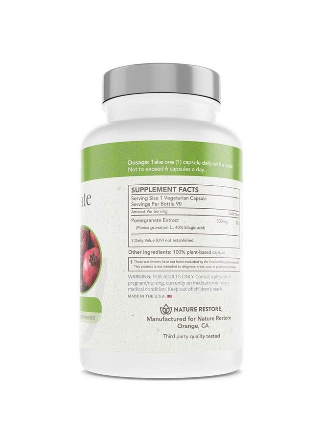 Nature Restore - Pomegranate Seed Extract Supplement Standardized To 40 Percent Ellagic Acid Non Gmo Gluten Free 90 Capsules Manufactured In Usa - Image 1