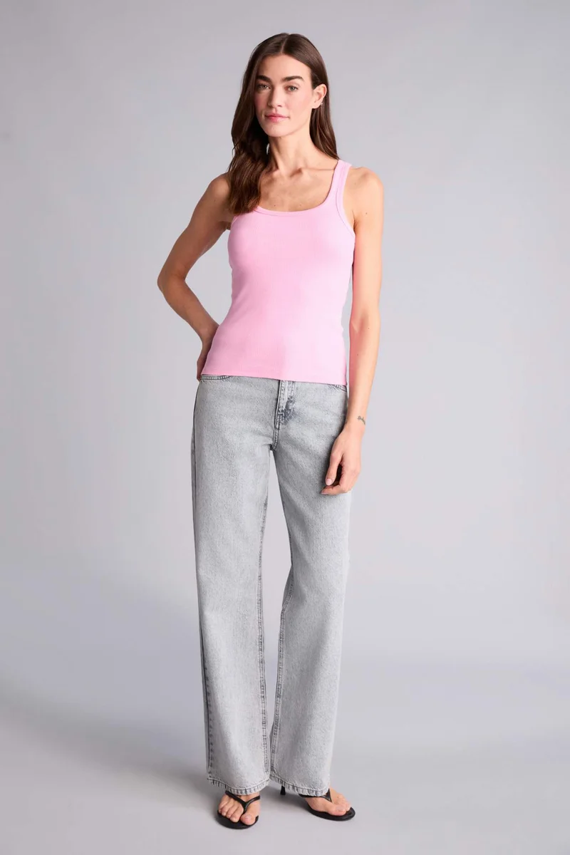 ديفاكتو Slim Fit Basic Camisole Round Collar Tank Top