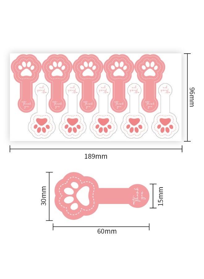 Pink Cat Claw "Thank You" Stickers – Long Strip Sealing Stickers for Cake Boxes, Baking, DIY Packaging – 100 PCS - Image 2