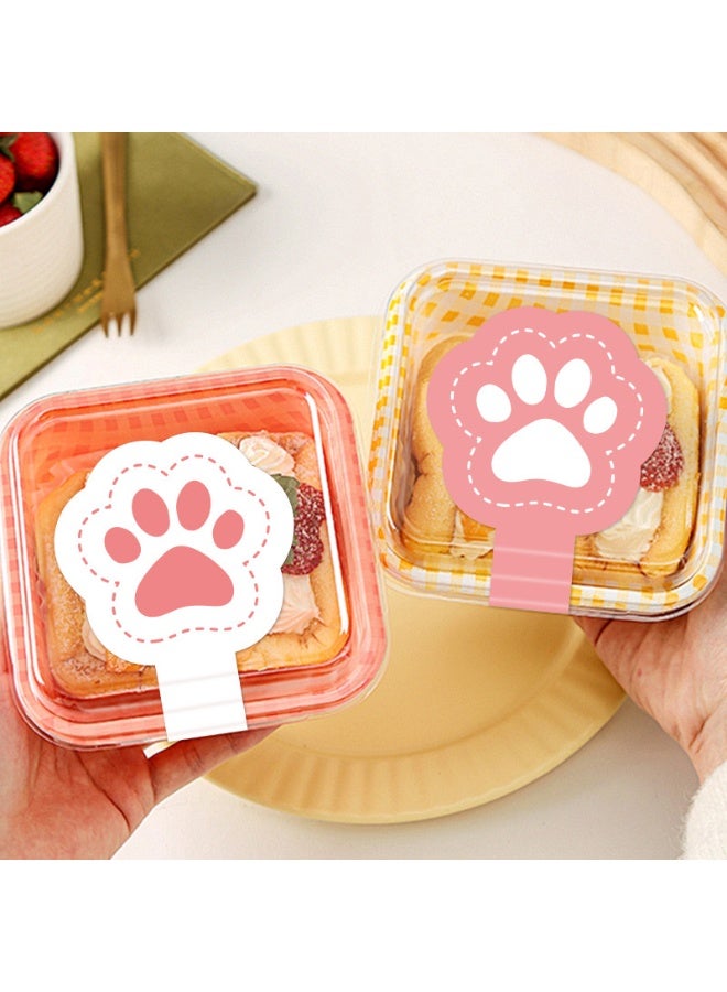 Pink Cat Claw "Thank You" Stickers – Long Strip Sealing Stickers for Cake Boxes, Baking, DIY Packaging – 100 PCS - Image 4