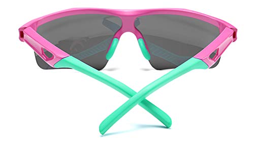 FEISEDY Kids Teens Baseball Polarized Sunglasses Sports TR90 Frame Boys Girls Cycling B2454 Pink/Grey - Image 4