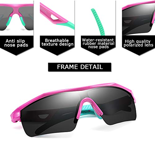 FEISEDY Kids Teens Baseball Polarized Sunglasses Sports TR90 Frame Boys Girls Cycling B2454 Pink/Grey - Image 5