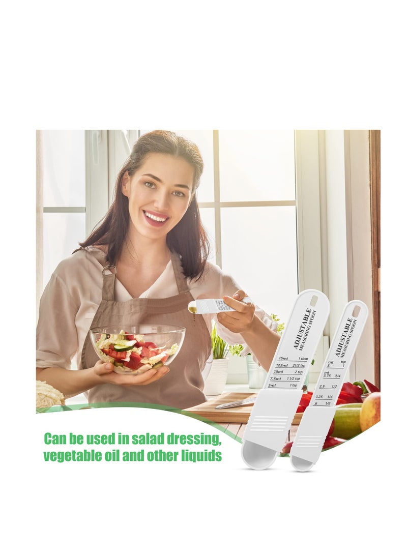 Excefore Adjustable Measuring Spoon Set, 6 Pcs Baking Cooking Measuring Spoon Set, Chef Measuring Spoon, Metering Spoon for Kitchen Dry Liquid Ingredients Powder, 2 Sizes (White) - Image 5