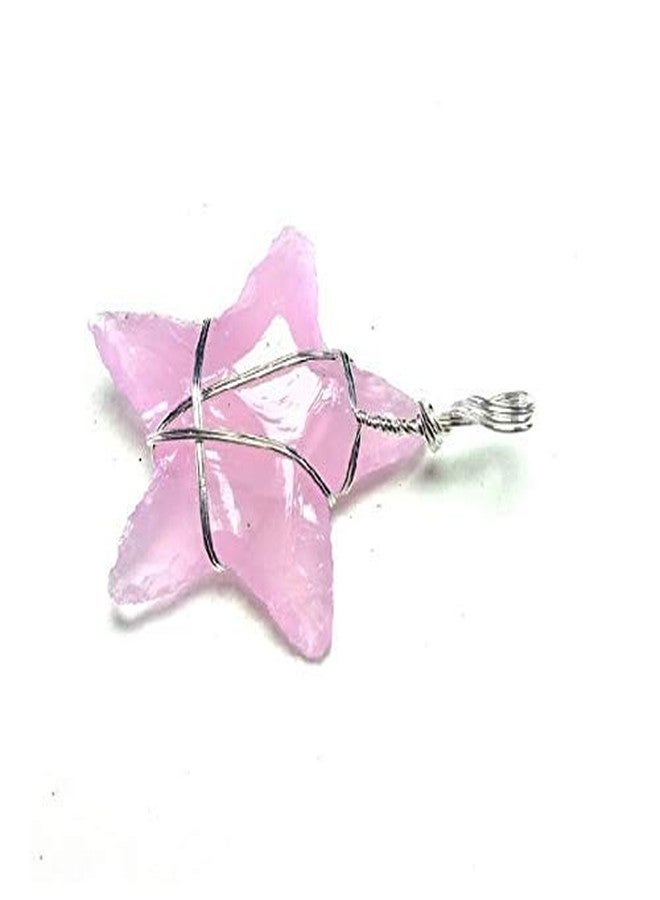 CA AGATE Rose Quartz Star Healing Pendant Necklace Wire Wrapped Rose Quartz Star Healing Crystals Pendant - Image 2