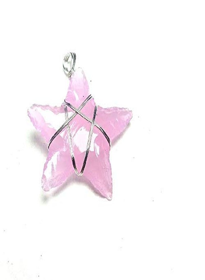 CA AGATE Rose Quartz Star Healing Pendant Necklace Wire Wrapped Rose Quartz Star Healing Crystals Pendant - Image 3