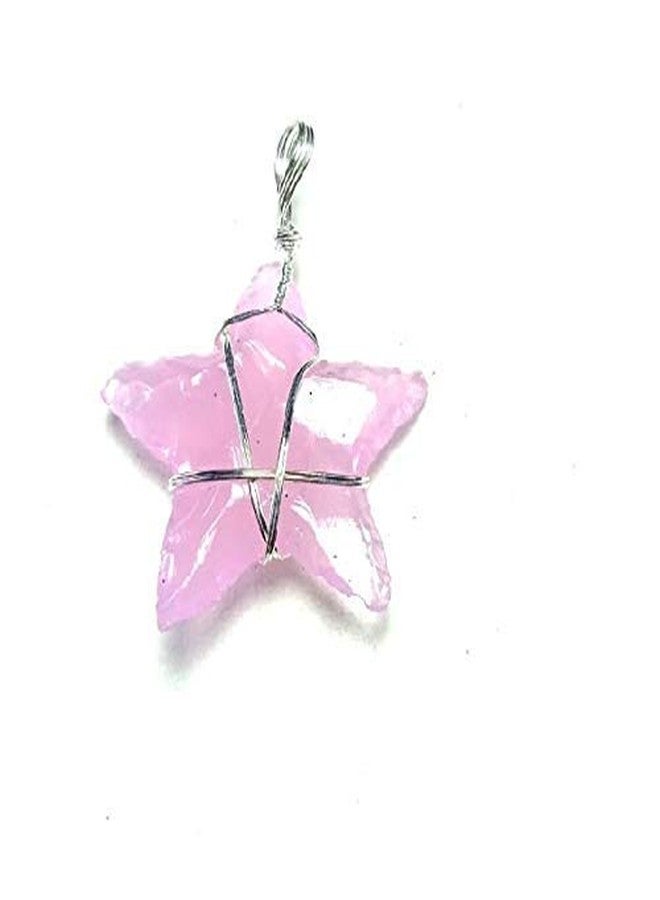 CA AGATE Rose Quartz Star Healing Pendant Necklace Wire Wrapped Rose Quartz Star Healing Crystals Pendant - Image 1