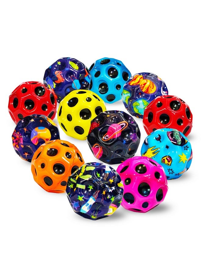 VGRASSP Super Bouncy Rubber Moon Ball Toy for Kids and Adults with Craters - High Bounce, Textured Grip, Perfect for Playtime Fun - Soft Foam Ball (Pack of 12) Multicolor - Image 1