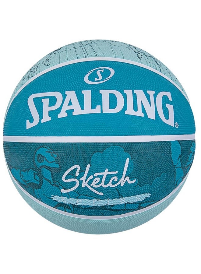 Spalding Sketch Series Original Outdoor Basketball with Butyl Bladder Rubber Moulded Indoor/Outdoor Ball Size 7 (Blue Jump)